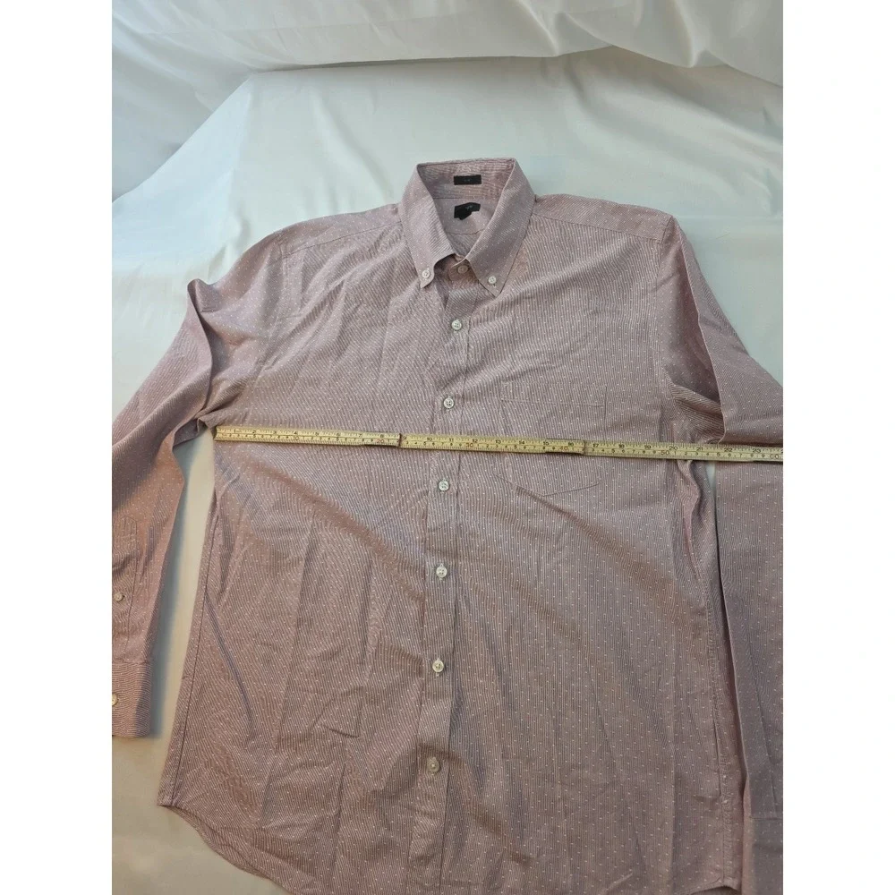 J. Crew Shirt Men's Large Slim Long Sleeve Pink Red Preppy 100% Cotton White Dot - Picture 11 of 16